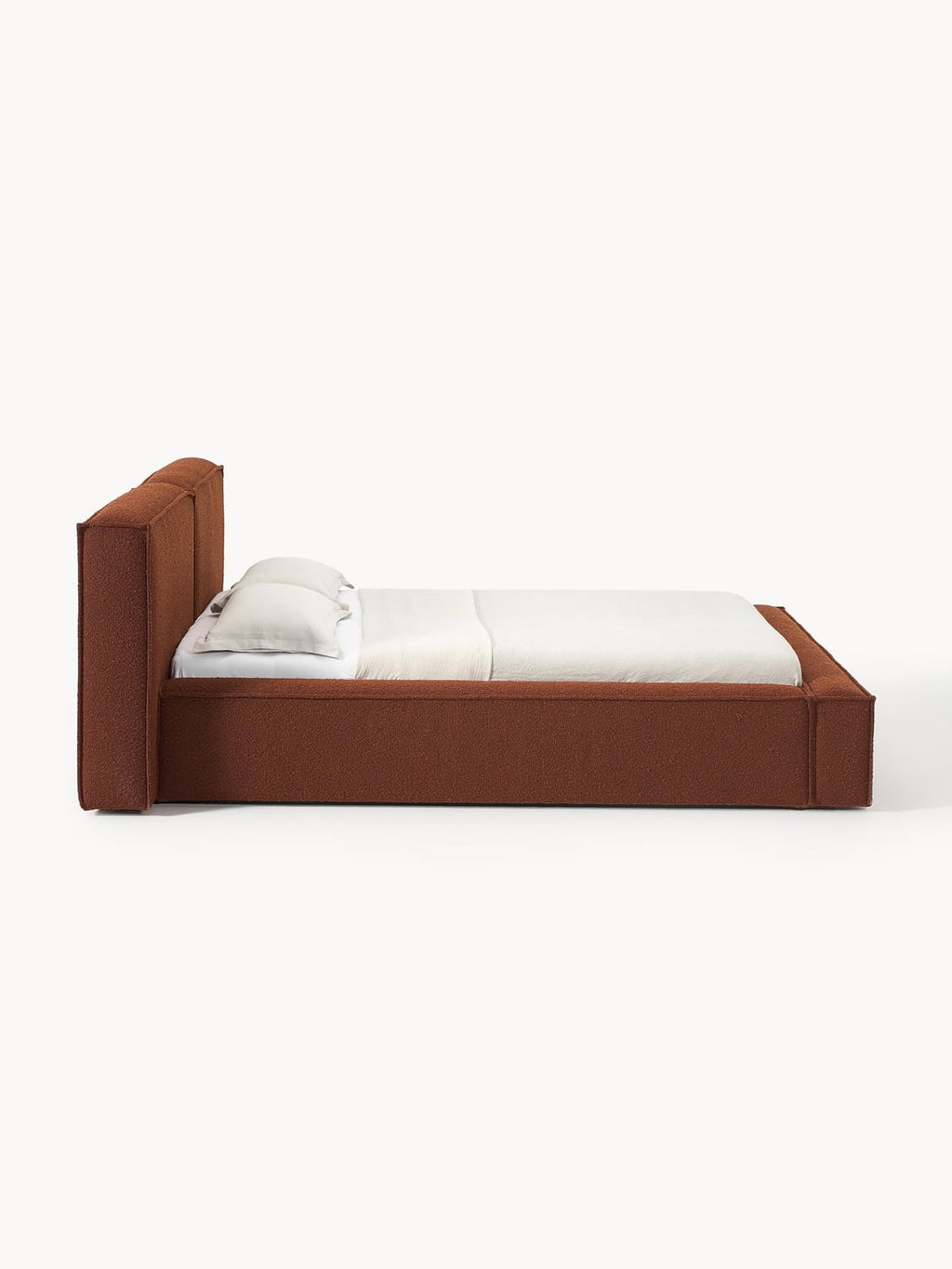 Lennon Bouclé Upholstered Bed — Terracotta