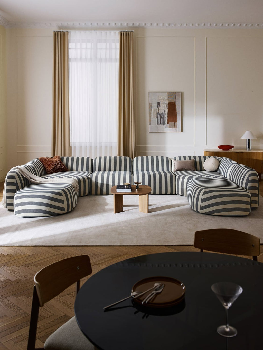 Wolke Modular Striped XL Sofa — Grey
