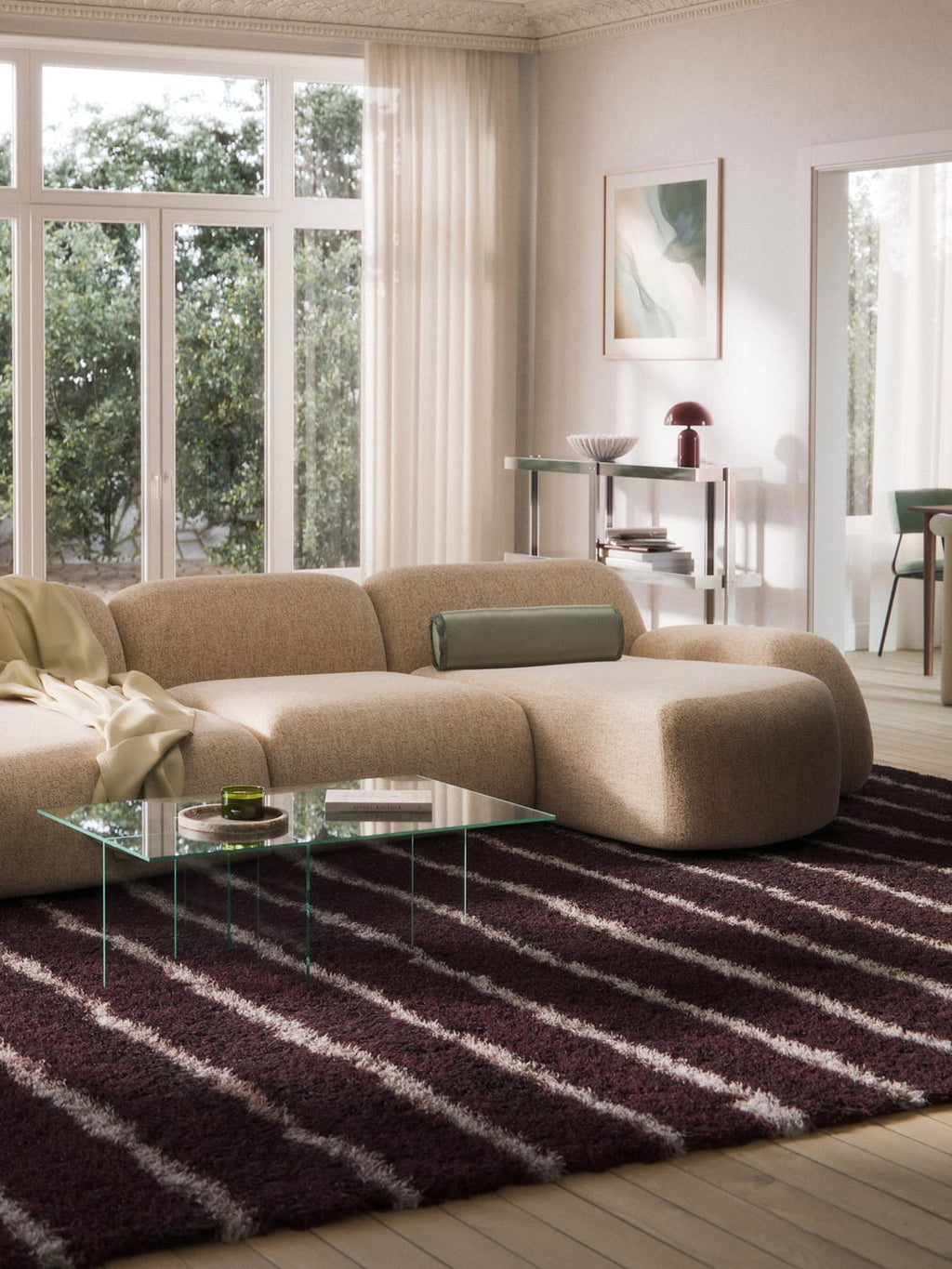 Wolke Bouclé-Chaise-Corner Module — Beige