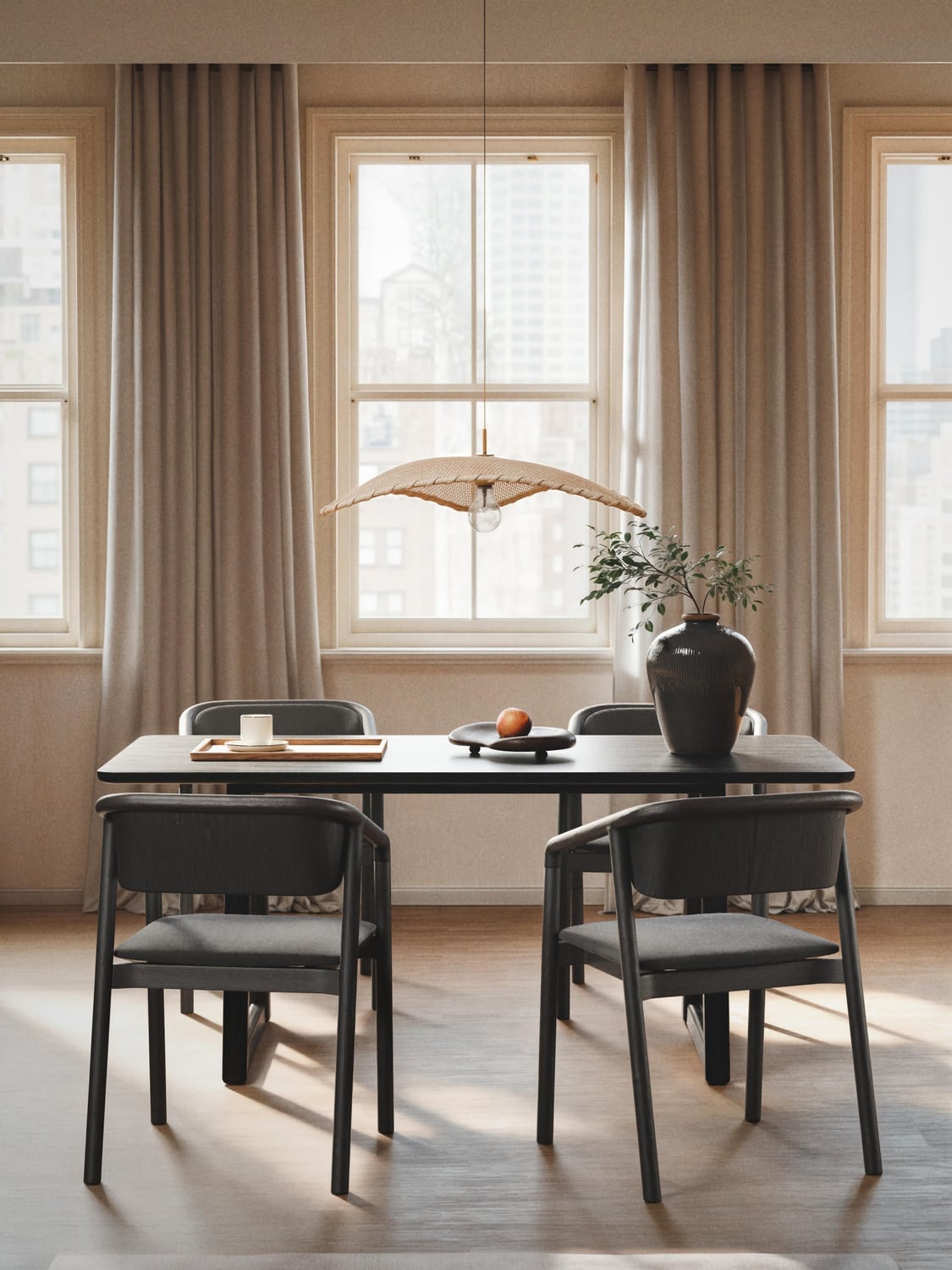 Nik Dining Table in Oak, in various sizes — Dark Grey