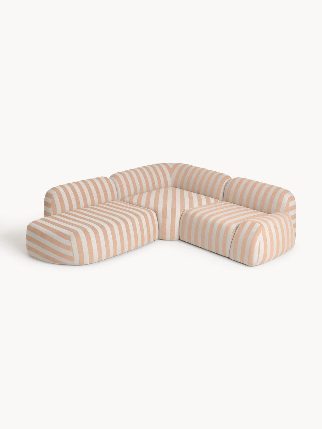 Wolke Modular Striped Corner Sofa (4-seater) with Chaise Longue — Oatmeal