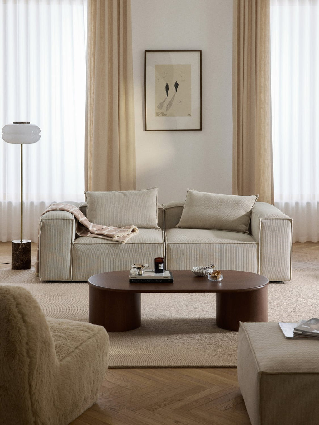 Lennon Modular Sofa (3-seater) in Corduroy — Oatmeal