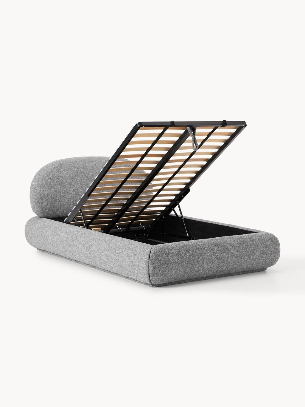 Alba Bouclé-Upholstered Single Bed with Storage — Lilac