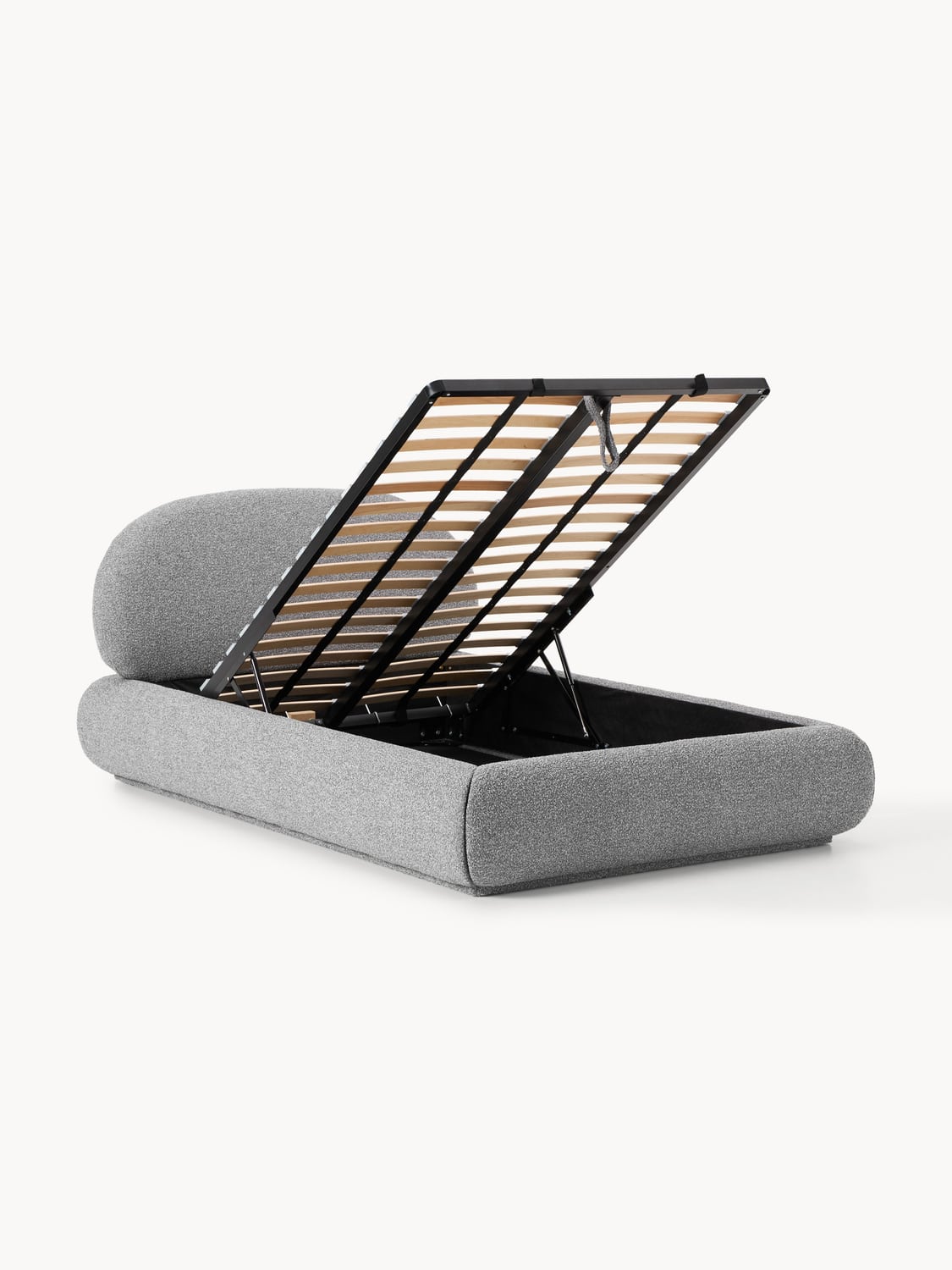 Alba Bouclé-Upholstered Single Bed with Storage — Lilac