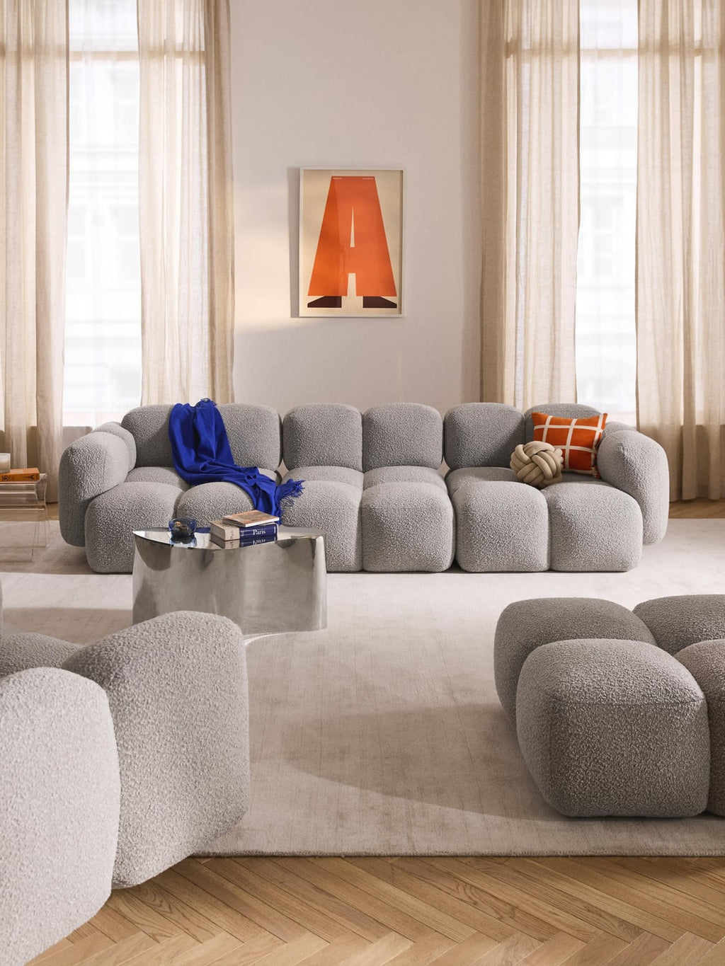 Tayla Modular Sofa (4-seater) in Bouclé — Oatmeal