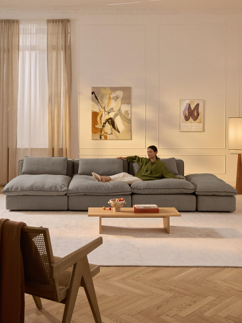 Felix Modular XL Sofa (3-seater) with Ottoman — Dark Grey