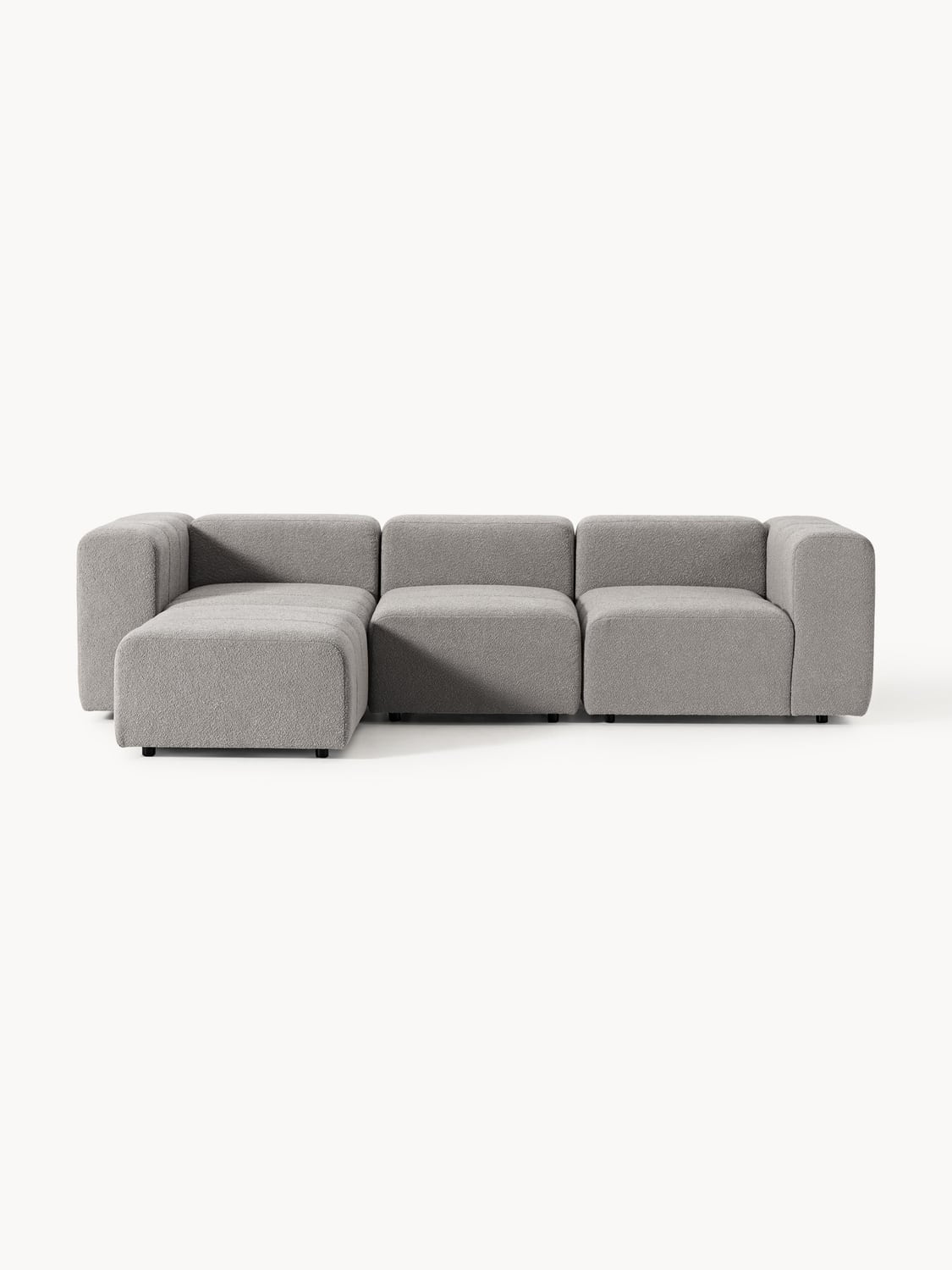 Lena Modular Bouclé Sofa (4-seater) with Ottoman (left/right) — Taupe